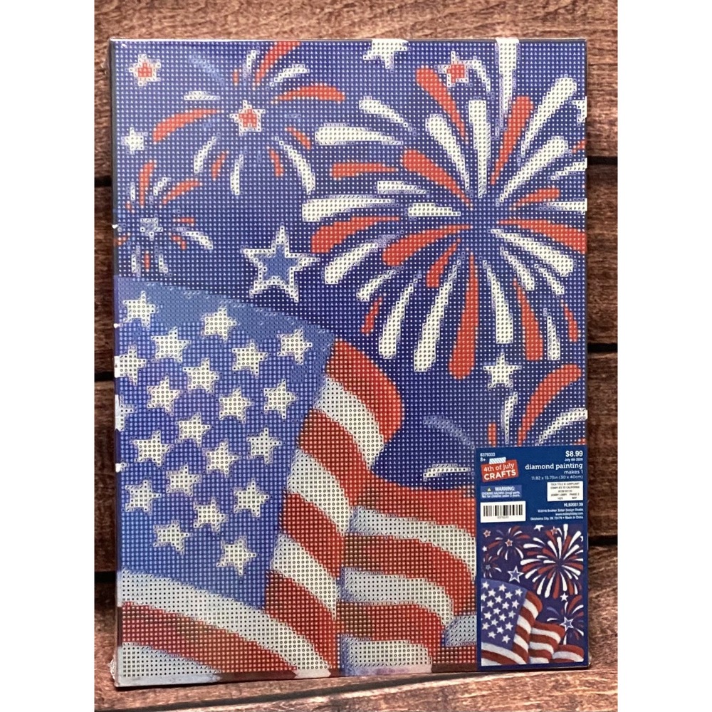 Fireworks and American Flag Diamond Painting Kit Hobby Lobby New